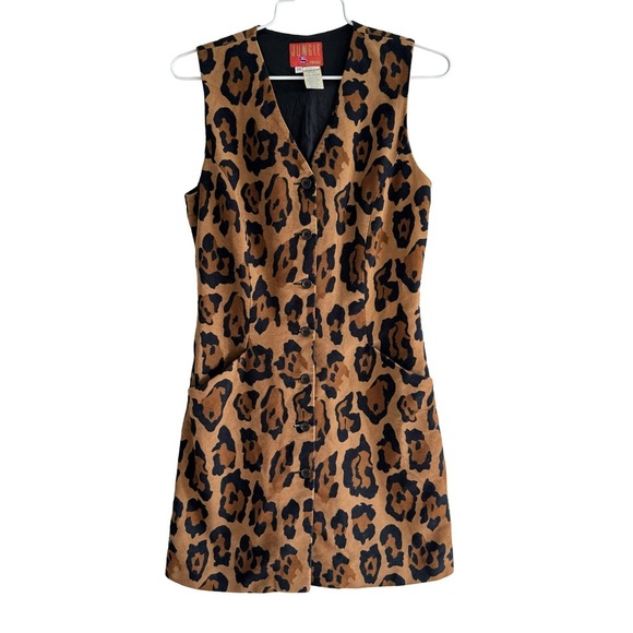 Jungle Kenzo Dresses & Skirts - Jungle Kenzo Vintage Leopard Button Up Dress Size XS Made in France